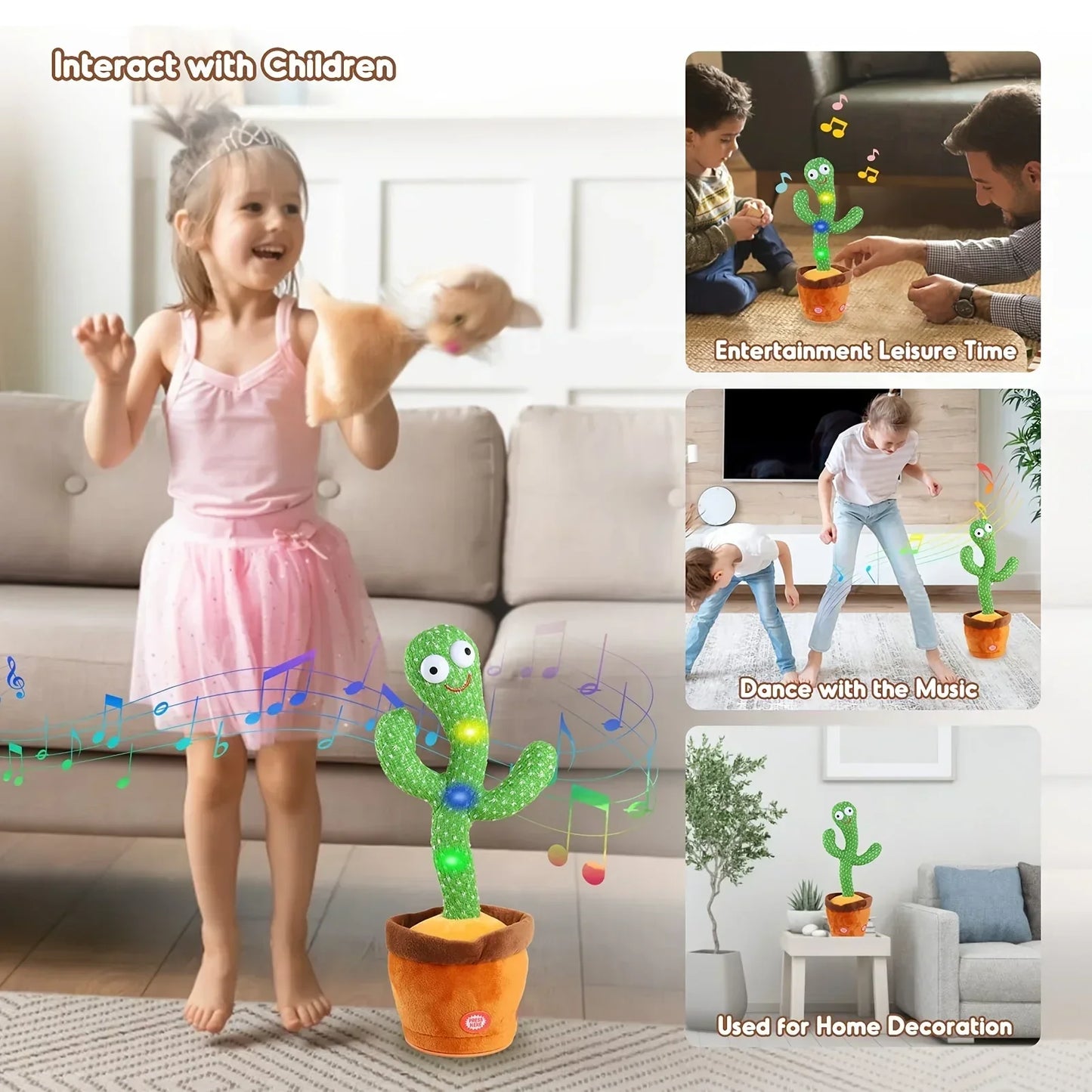 1pc Electronic Plush Toy Home Decoration for Children Xmas Gifts Dancing Talking Cactus Toys for Baby Boys and Girls