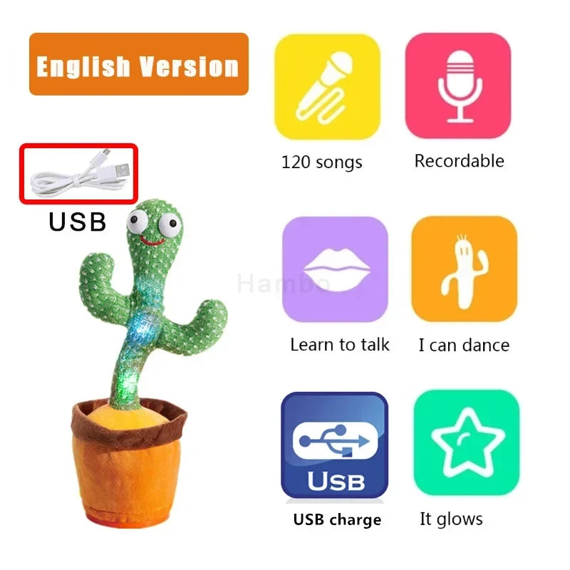 1pc Electronic Plush Toy Home Decoration for Children Xmas Gifts Dancing Talking Cactus Toys for Baby Boys and Girls