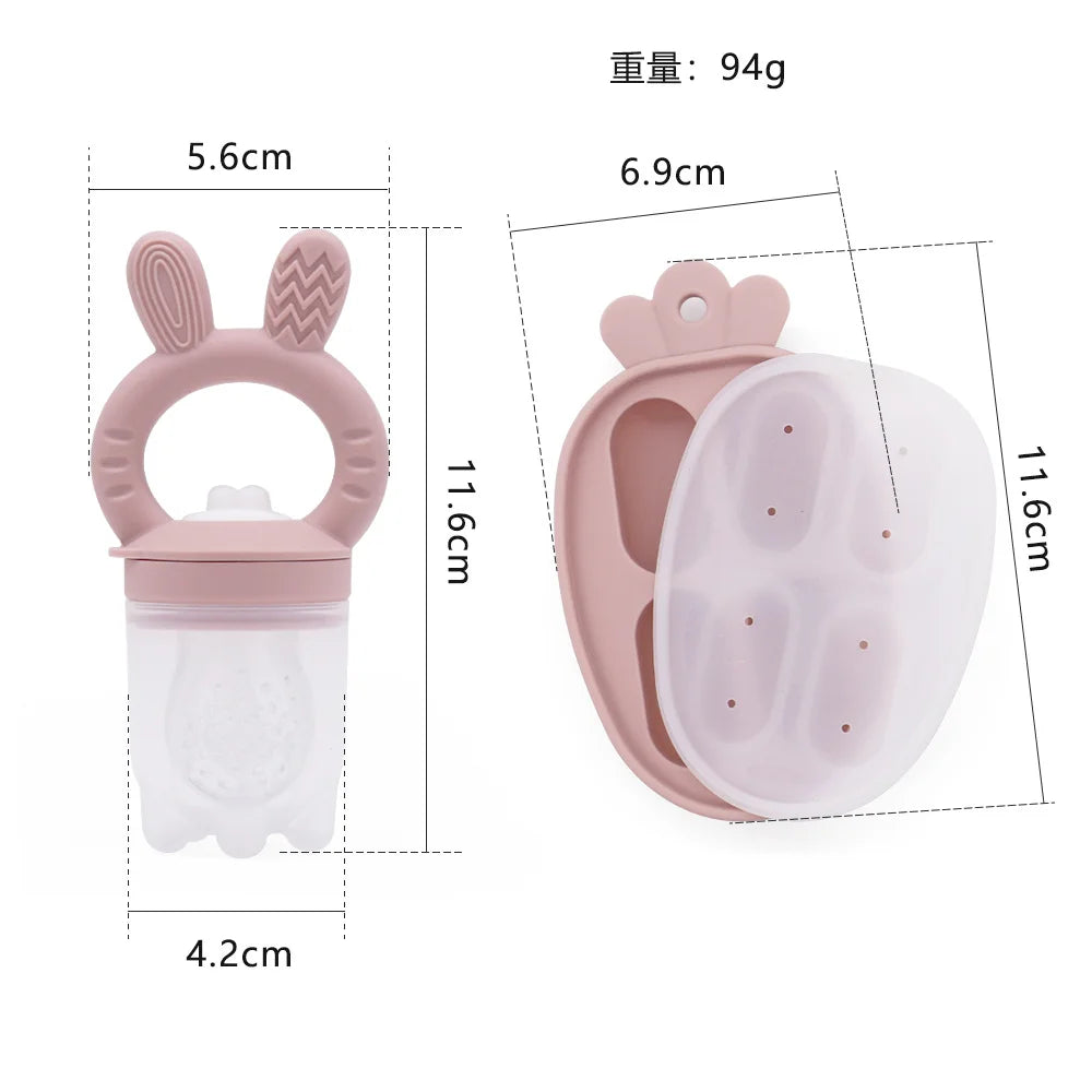 Cute Baby Fruit and Vegetable Teether Toy Food Supplement Bite Le Silicone Baby Feeding Tableware Ice Cream Mold Baby Stuff